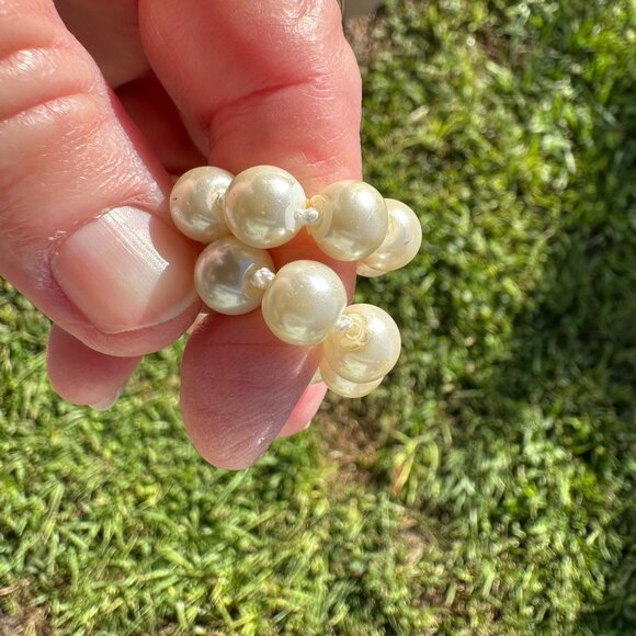 Vintage Faux Pearl Necklace, 38 Inch Hand Knotted Glass Imitation Pearls - Picture 7 of 12